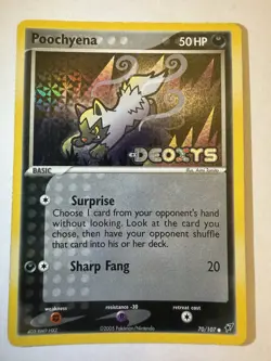 Pokemon TCG Poochyena EX Deoxys Reverse Holo Common 70/107 2005 50 HP - Image 1