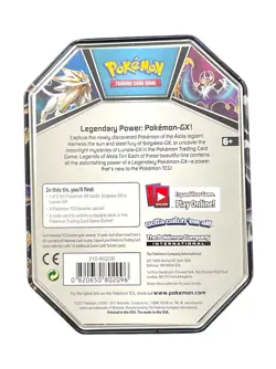 POKEMON TCG SOLGALEO GX LEGENDARY POWER GX COLLECTOR TIN (2017) - Image 2