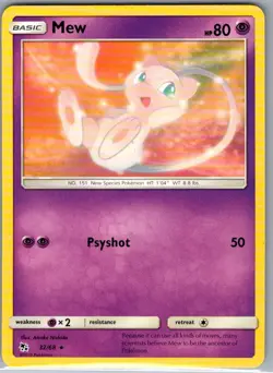 Mew 32/68 Non Holo Hidden Fates - Pokemon Card - NM - Image 1