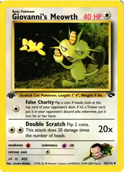 Pokemon TCG Giovanni's Meowth Gym Challenge 43/132 1st Edition NM - Image 1