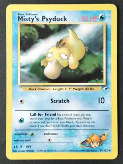 Misty's Psyduck 054/132 Vintage Gym Heroes 1999-2000 WOTC Pokemon (MP-LP) - Image 1
