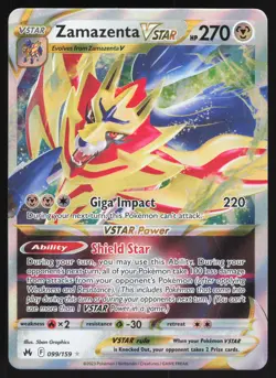 Zamazenta VSTAR Ultra Rare Holo 099/159 NM Crown Zenith Pokemon Card - Image 1