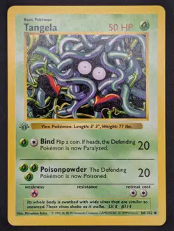 LP- 1st Edition Tangela 066/102 Pokemon Base Set (Shadowless) - Image 2