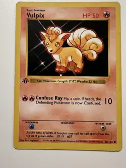 Pokemon TCG 1st Edition Shadowless Vulpix 68/102 MP-HP - Image 1