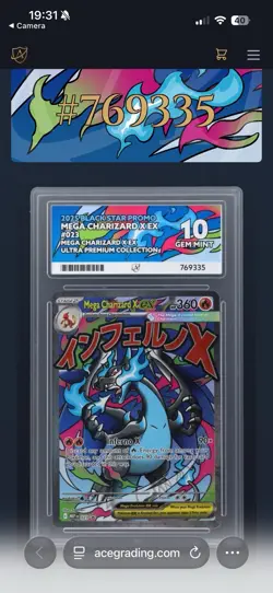 Pokemon TCG Mega Charizard X EX 2025 Black Star Promo Ace 10 Perfect Subgrades - Image 1