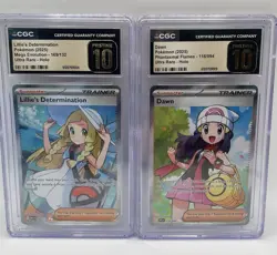 Pokemon Lillie's Determination 169/132 & Dawn 118/094 CGC Pristine 10 Ultra Rare - Image 1