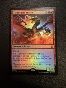 Magic: The Gathering Twinflame Tyrant Foundations Mythic Foil Dragon Card Eng - Image 1