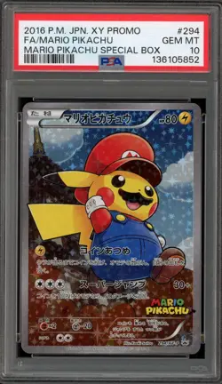 Pokemon Mario Pikachu Special BX. Japanese Full Art Promo 294/XY-P PSA 10 - Image 1