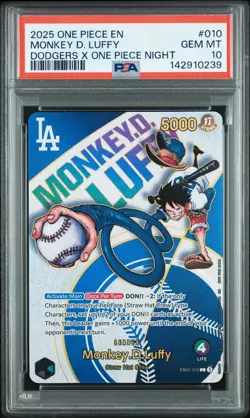2025 DODGERS X ONE PIECE NIGHT | MONKEY D. LUFFY PSA 10 WITH LA STRAW HAT - Image 2