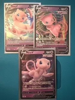 Pokemon TCG Mew V LOT OF 3- Crown Zenith 060, Fusion Strike 113, DA 069 ALL NM+ - Image 1