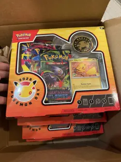 Lot of 5 Pokemon Day 2026 Collection Sealed Box Foul Pikachu Stamp Coin 3 Packs - Image 1