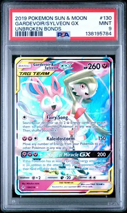 2019 POKEMON SUN & MOON UNBROKEN BONDS #130 GARDEVOIR & SYLVEON GX PSA 9 - Image 1