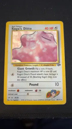 Pokemon TCG Koga's Ditto Gym Challenge 10/132 Holo Unlimited Holo Rare - Image 1