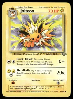 Pokemon Cards Jolteon 20/64 UNLIMITED Jungle WOTC Rare NM *1 - Image 1
