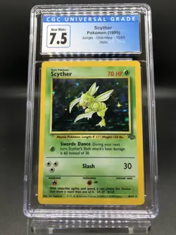 1999 Pokemon Unlimited Jungle Holo Scyther 10/64 CGC 7.5 PSA BGS - Image 1