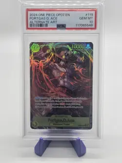 One Piece 2024 Portgas D. Ace Secret Alt Art OP07-119 PSA 10 Gem Mint - Image 1