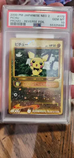 Pokemon Neo 2000 Premium File 2 Promo Japanese Reverse Holo Pichu #172 PSA 10 - Image 1