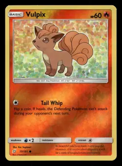 Vulpix 15/181 Common Team Up Reverse Holo Pokemon NM - Image 1