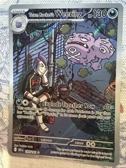 Pokemon TCG Team Rocket's Weezing 199/182 Sv10 Destined Rivals Illustration Rare - Image 1