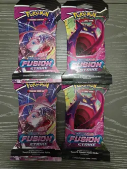 Pokemon Fusion Strike Booster Packs Factory Sealed 4 Packs Total - Image 1