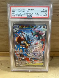 Pokemon TCG Mega Evolutions Mega Lucario EX 179 Sir Illustration PSA 10 Gem - Image 1