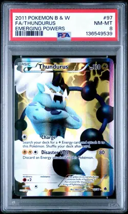 2011 Pokemon Black & White Thundurus Emerging Powers Full Art 97/98 PSA 8 MINT - Image 1