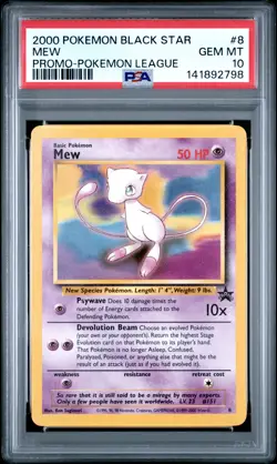 2000 Pokemon Promo Black Star #8 Mew Promo-Pokemon League PSA 10.. - Image 1