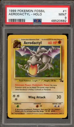 Pokemon Aerodactyl Fossil Unlimited Holo Rare #1 PSA 9 Mint - Image 1