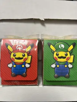 Pokemon Luigi x Pikachu Mario x Pikachu Deck Boxes UNOPENED/SEALED - NO CARDS - Image 1