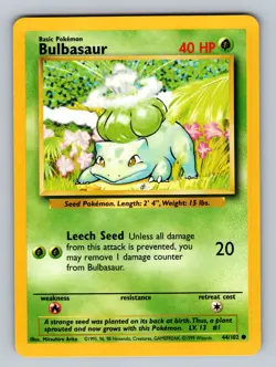 Bulbasaur 044/102 Common Base Set LP - NM Pokemon TCG - Image 1