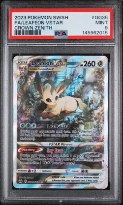 2023 POKEMON SWORD AND SHIELD CROWN ZENITH #GG35 FA/LEAFEON VSTAR PSA 9 (015 - Image 1