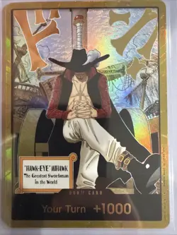 DON!! Card (Dracule Mihawk) (Gold) The Azure Sea's Seven Foil - Image 1