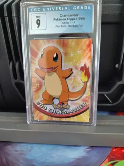 Charmander Pokemon Topps 1999 Card CGC 9 Rainbow Foil Series 1-4 - Image 1