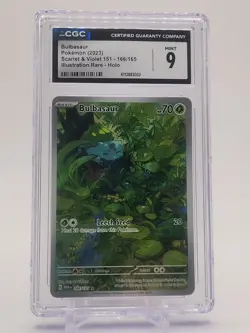 BULBASAUR 166/165 Scarlet & Violet 151 2023 Pokemon Illustration Rare Holo CGC 9 - Image 1