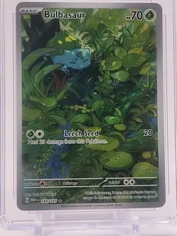 BULBASAUR 166/165 Scarlet & Violet 151 2023 Pokemon Illustration Rare Holo CGC 9 - Image 2
