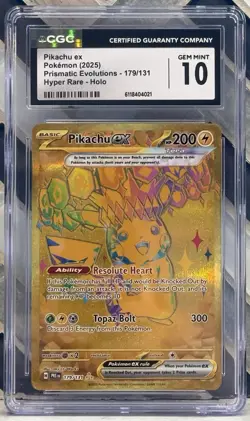 CGC 10 Pikachu ex 179/131 Prismatic Evolutions Hyper Rare 2025 Pokemon TCG - Image 1
