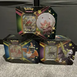 Pokemon TCG Shining Fates V Tins Shiny Boltund & Eldegoss & Cramorant 3x Sealed - Image 1