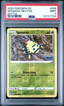 Spinarak (Peelable Ditto) 006/078 Pokemon GO Reverse Holo PSA 9 - Image 1