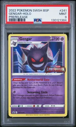 2022 POKEMON SWSH BLACK STAR PROMO PRERELEASE #241 GENGAR-HOLO PSA 9 - Image 1