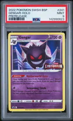 2022 POKEMON SWSH BLACK STAR PROMO PRERELEASE #241 GENGAR-HOLO PSA 9 - Image 1