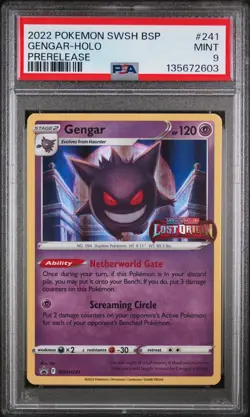 2022 POKEMON SWSH BLACK STAR PROMO PRERELEASE #241 GENGAR-HOLO PSA 9 - Image 1