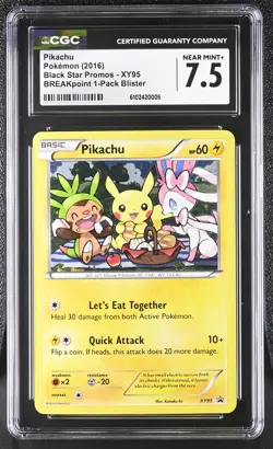 2016 POKEMON XY BLACK STAR PROMO BREAKPOINT BLISTERS #XY95 PIKACHU-HOLO CGC 7.5 - Image 1