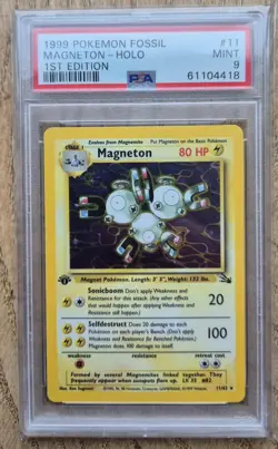 Fossil Magneton 1st Edition (PSA 9) 11/62 Pokemon Card WOTC 1999 - Image 1