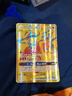 Pokemon Reshiram Charizard GX Full Art Gold Foil Card SM247 Ultra Rare. JUMBO! - Image 1