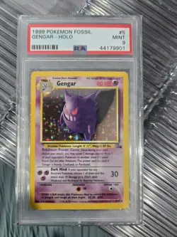 1999 POKEMON FOSSIL #5 GENGAR-HOLO PSA 9 - Image 1