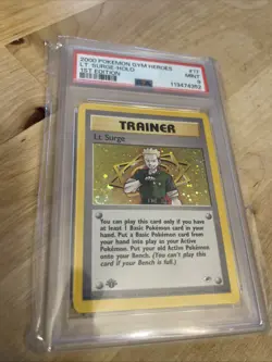 Pokemon Lt. Surge TCG 017/132 Gym Heroes Trainer Holo Rare Swirl - Image 1