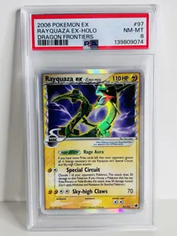 Pokemon TCG Rayquaza EX Dragon Frontiers Holo Card 97/101 PSA 8 Certified - Image 2