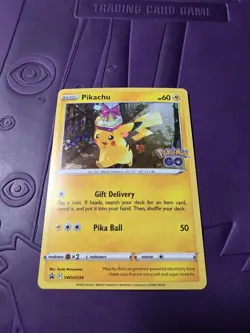 Pokemon TCG Pokemon Go Pikachu (Hat) Black Star Holo Promo Card SWSH234 - Image 1