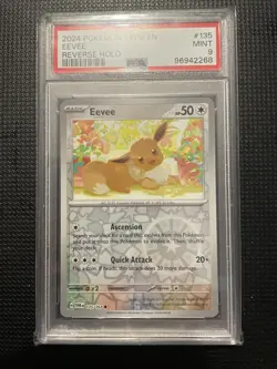 Pokemon TCG Twilight Masquerade Reverse Holo Eevee Card 135/167 PSA 9 - Image 1