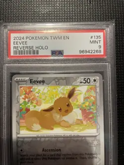 Pokemon TCG Twilight Masquerade Reverse Holo Eevee Card 135/167 PSA 9 - Image 2